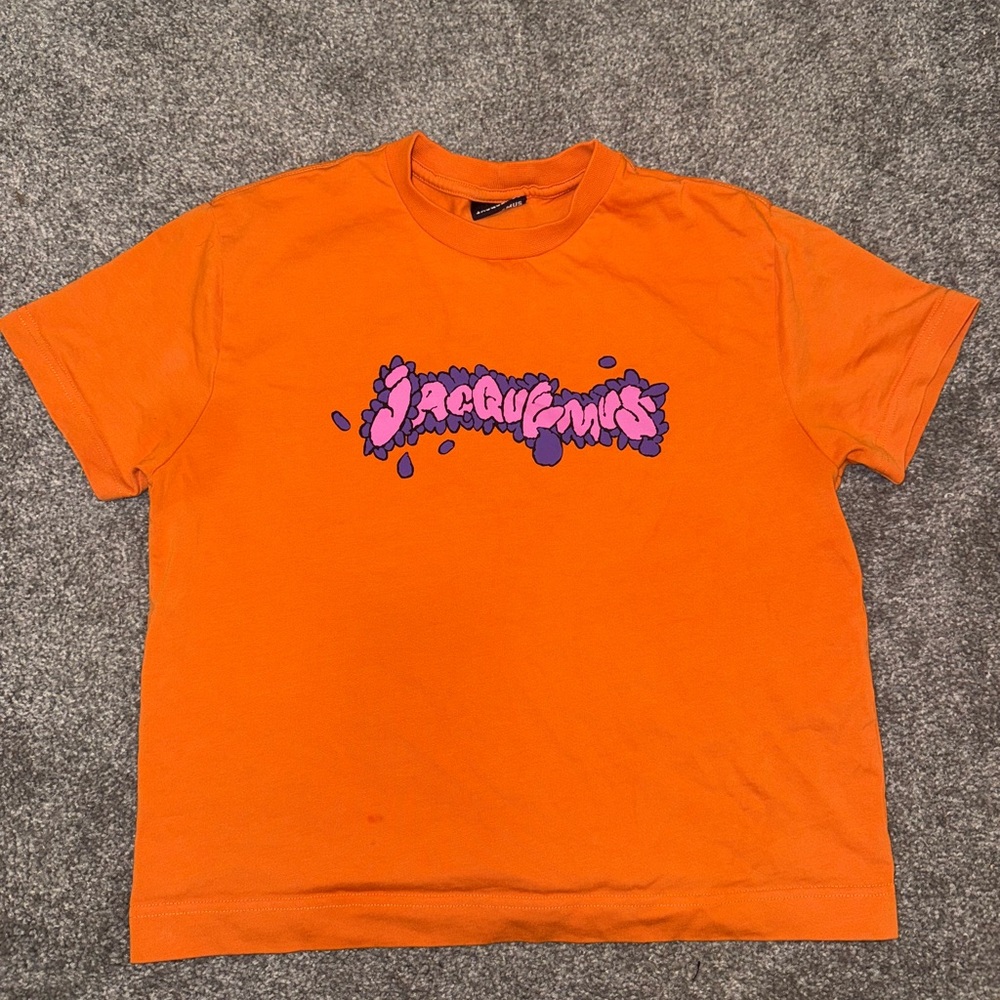 Jacquemus Kids Vibrant Orange Tee with Purple Graphic